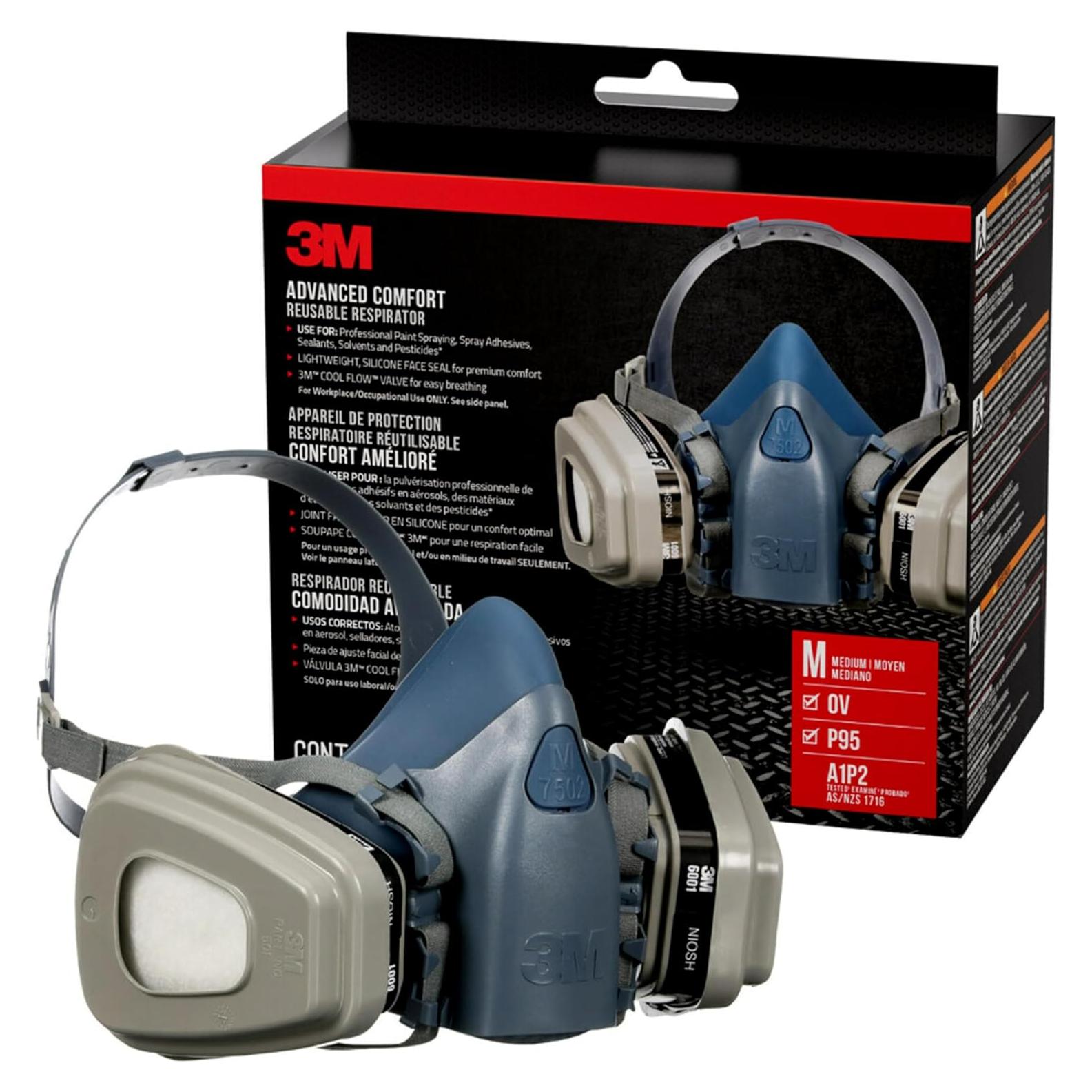 Respirador de pintura 3M Mediano N95 con válvula Cool Flow