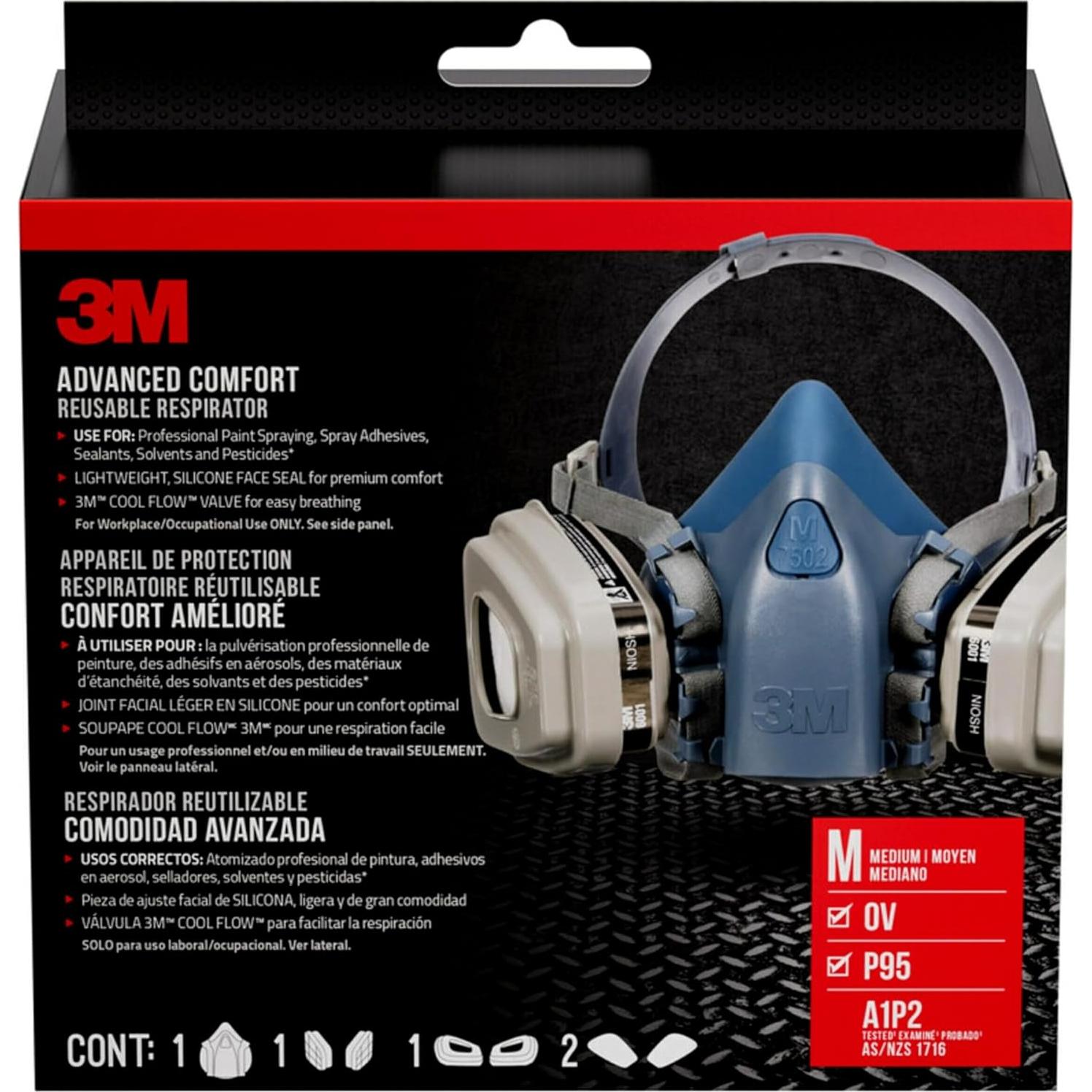 Respirador de pintura 3M Mediano N95 con válvula Cool Flow