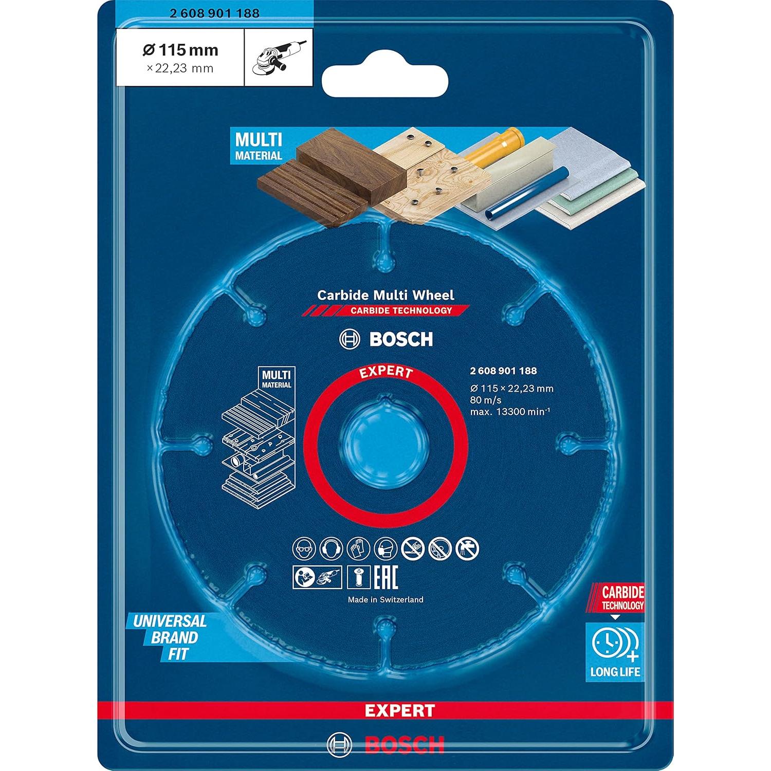 Bosch Professional 1x Expert Carbide Multi Wheel Cutting Disc (for Hardwood, Ø 115 mm, Accessories Small Angle Grinder)