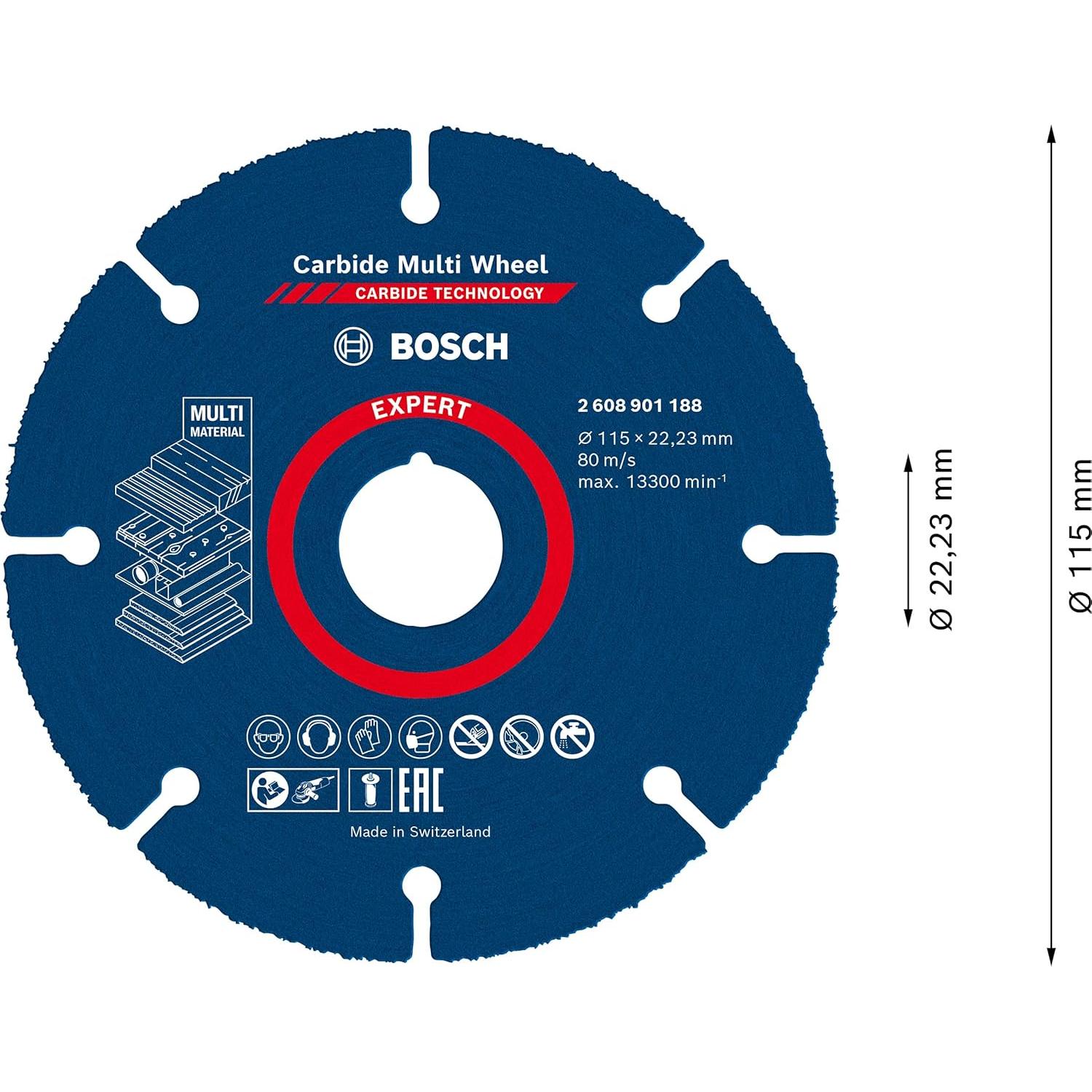 Bosch Professional 1x Expert Carbide Multi Wheel Cutting Disc (for Hardwood, Ø 115 mm, Accessories Small Angle Grinder)
