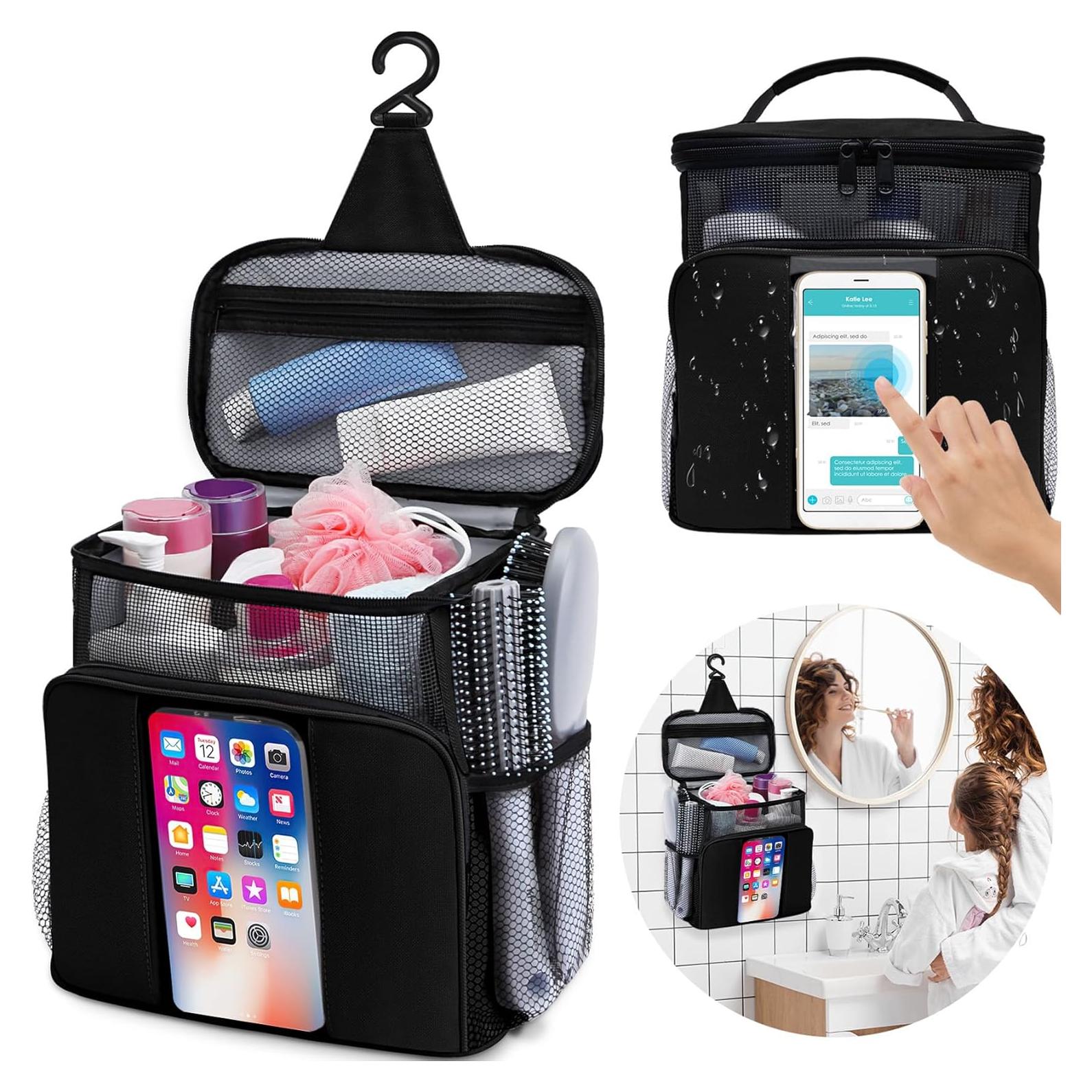 Caddy de Ducha Portátil Resistente al Agua - Bolsa de Aseo Negra