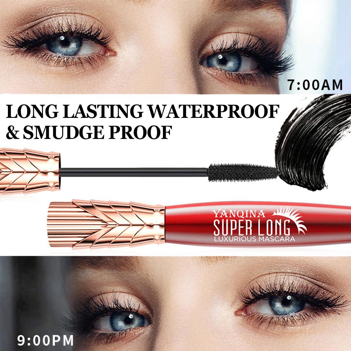 Máscara 4D Hulyfw 2Pcs Impermeable para Pestañas Largas