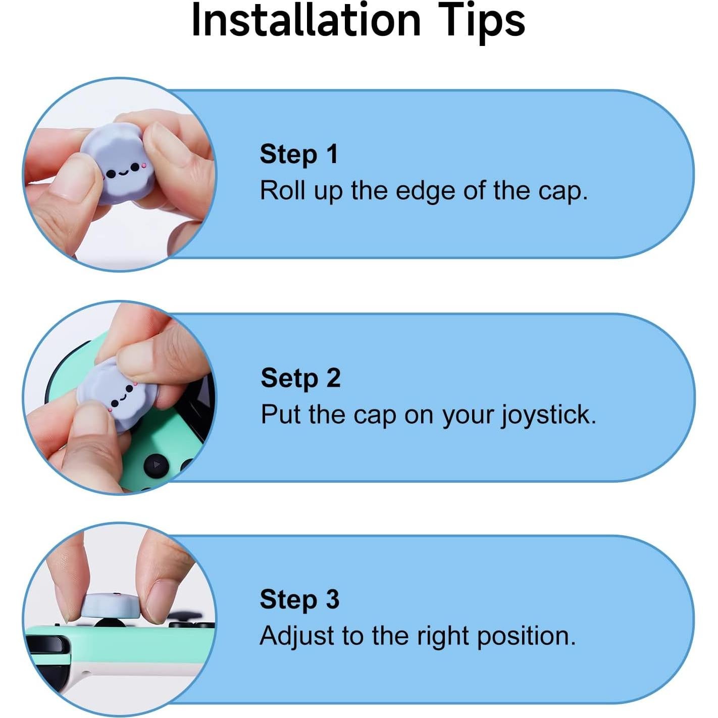 JINGDU Thumb Grip Caps for Nintendo Switch Joy-Con, Cute Silicone Joystick Cap Covers Accessories Compatible with Switch/OLED/Lite JoyController, 4PCS Cloud