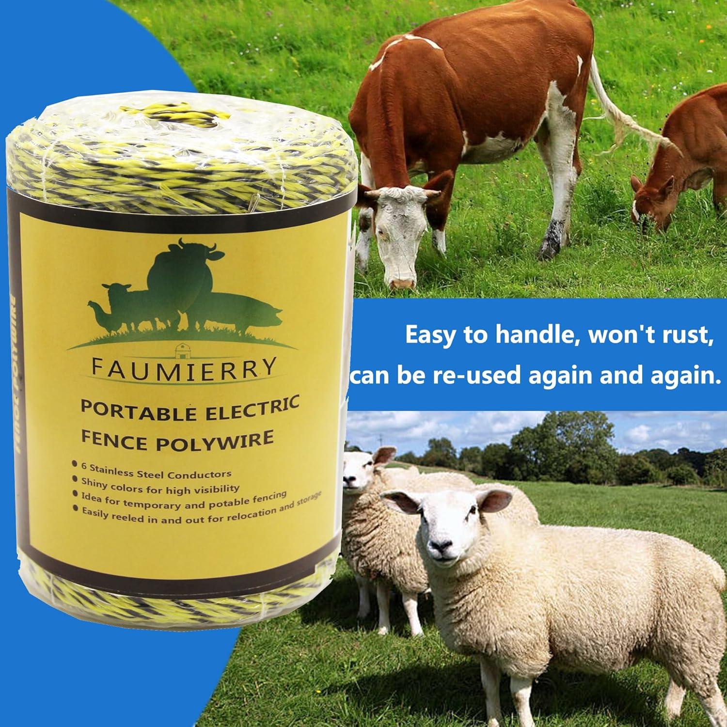 Alambre eléctrico de cercas FAUMIERRY 200m 6 hilos acero inoxidable