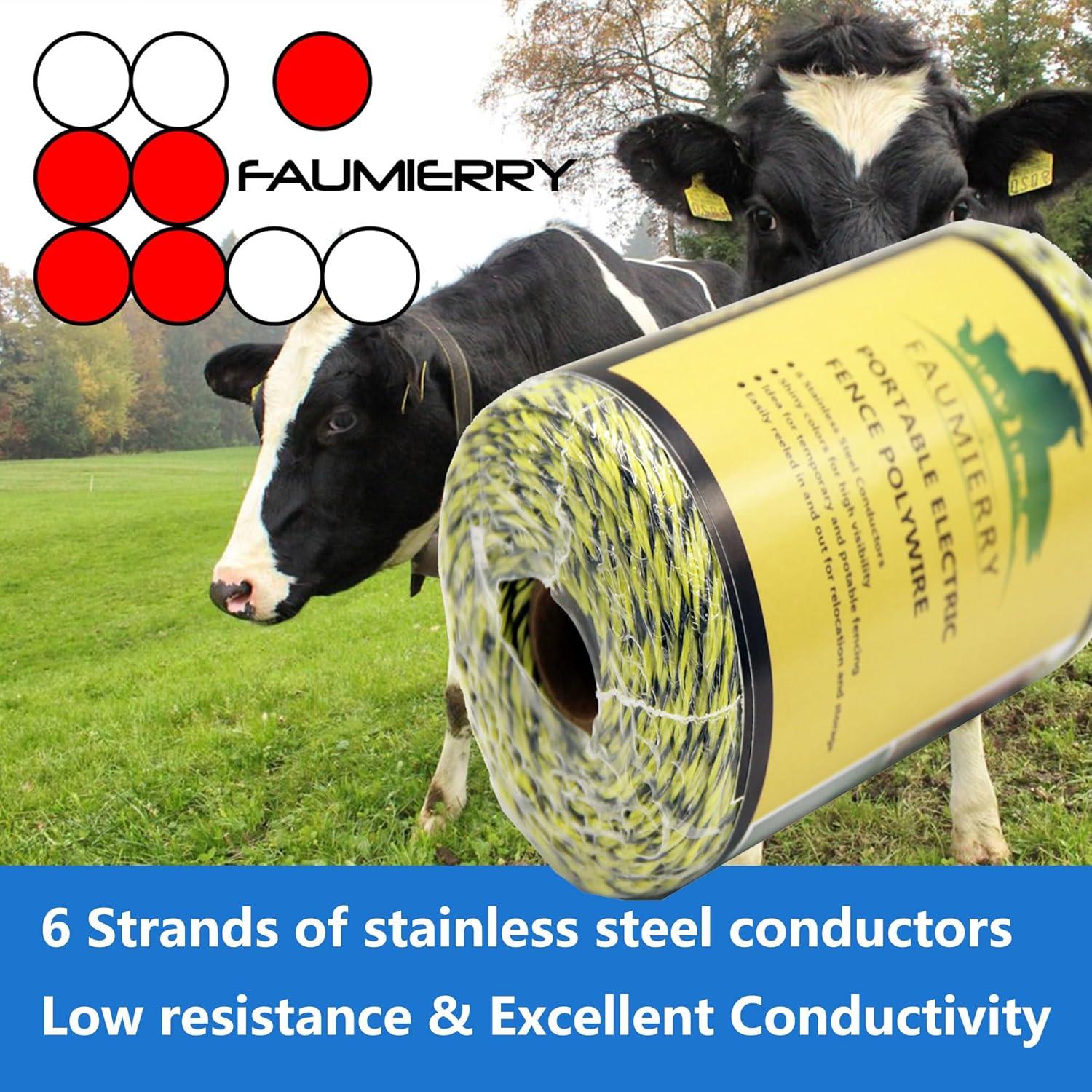 Alambre eléctrico de cercas FAUMIERRY 200m 6 hilos acero inoxidable