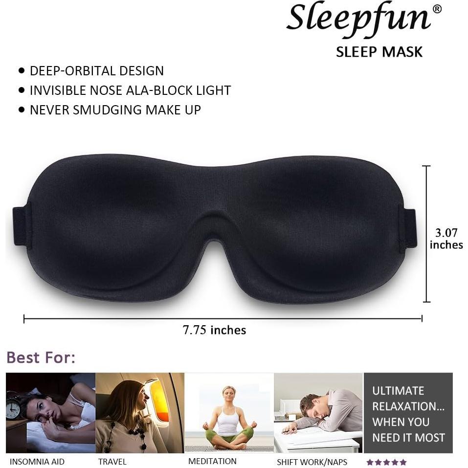 Máscara de Sueño AMAZKER 3D Contorneada para Ojos - 2 Unidades