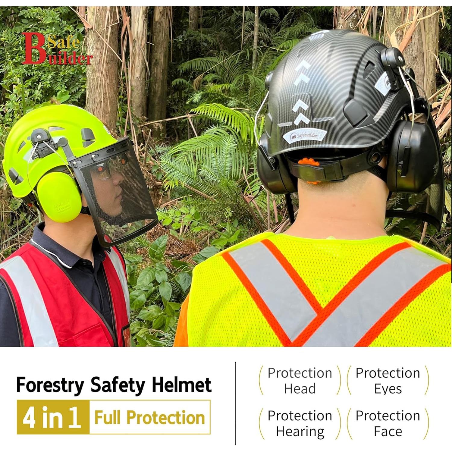 Casco de Seguridad Forestal SAFEBUILDER CR08+V+RMS Verde