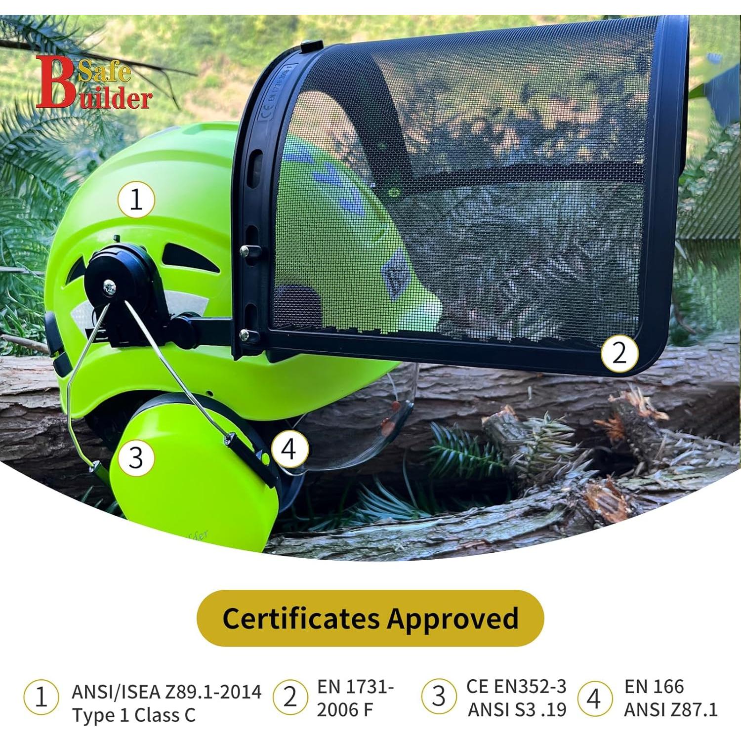 Casco de Seguridad Forestal SAFEBUILDER CR08+V+RMS Verde