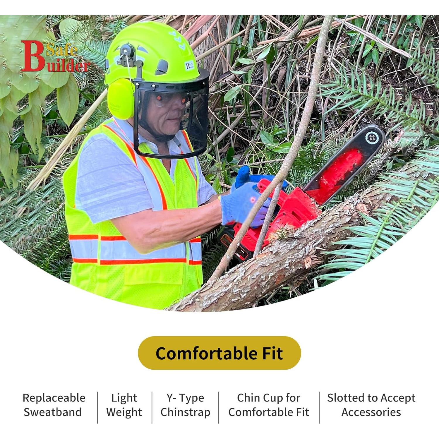 Casco de Seguridad Forestal SAFEBUILDER CR08+V+RMS Verde