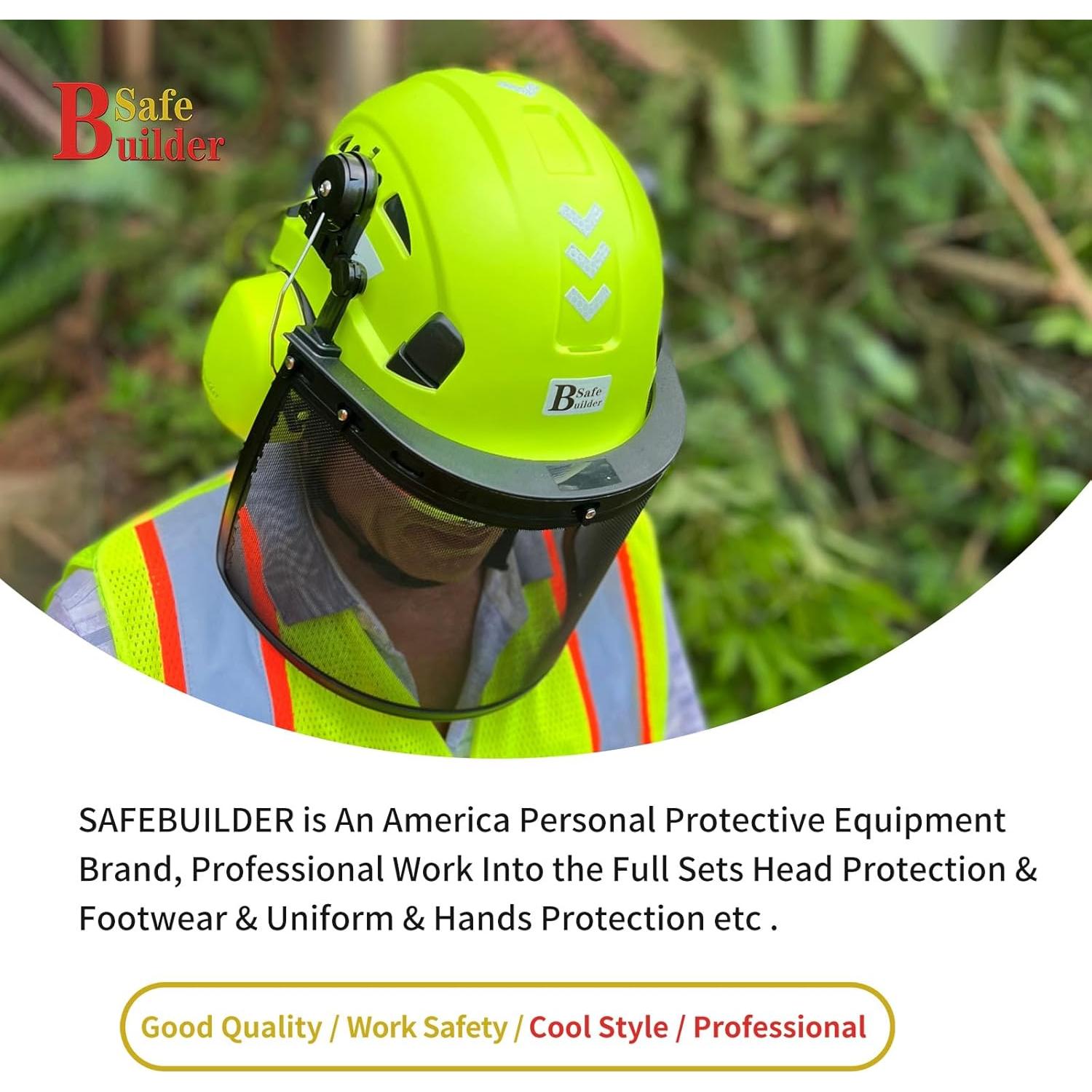 Casco de Seguridad Forestal SAFEBUILDER CR08+V+RMS Verde