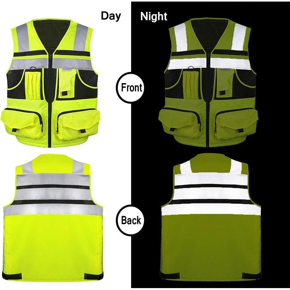 Chaleco de Seguridad Reflectante 3M Unisex 10 Bolsillos Naranja