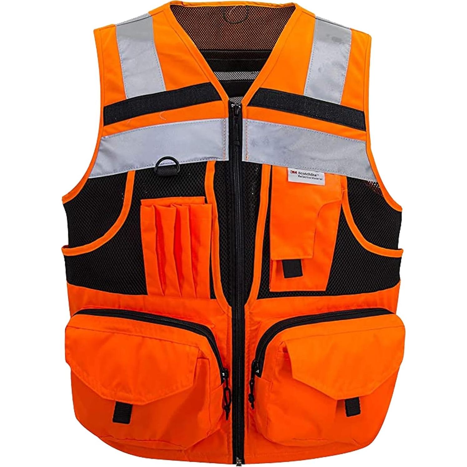 Chaleco de Seguridad Reflectante 3M Unisex 10 Bolsillos Naranja