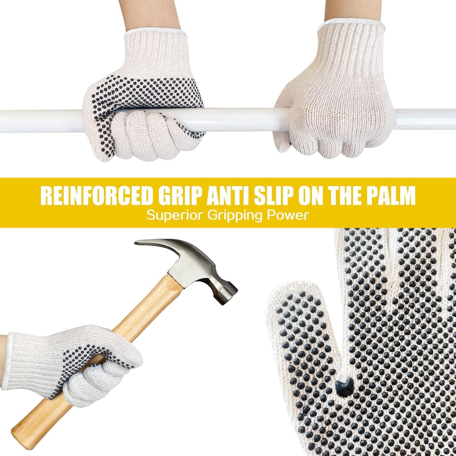 Guantes de Trabajo GSAFEME 12 Pares Algodón Antideslizantes