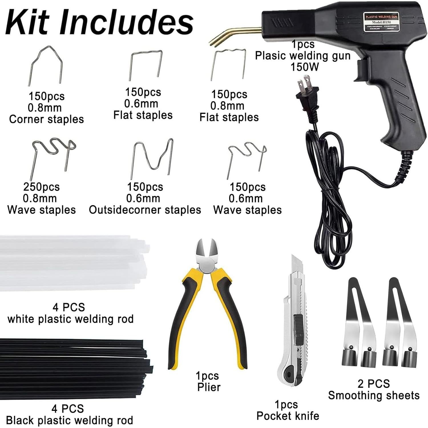 Kit de Soldador de Plástico 150W Ghguole con 1000 Grapas