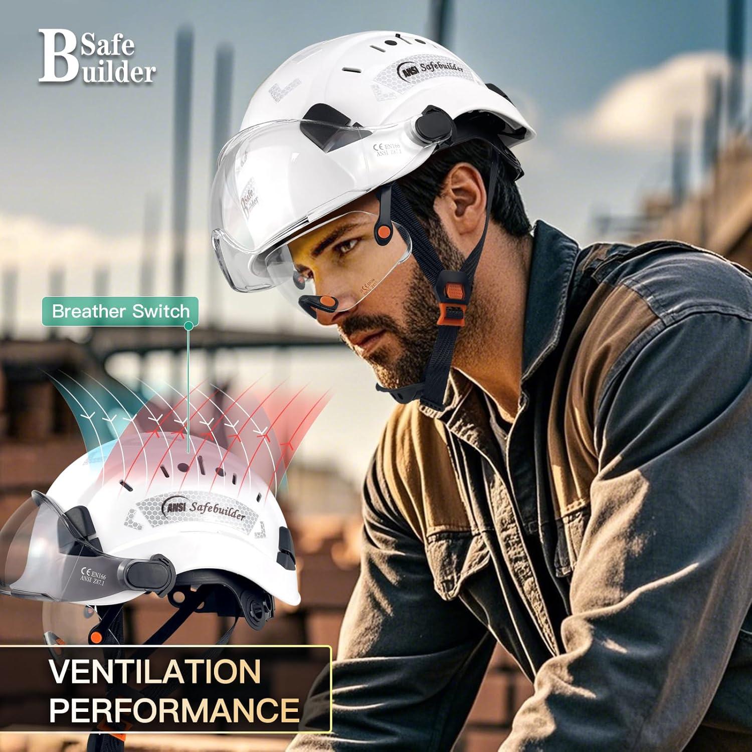 Casco de Seguridad SAFEBUILDER CR06 con 2 Visores y Ventilación