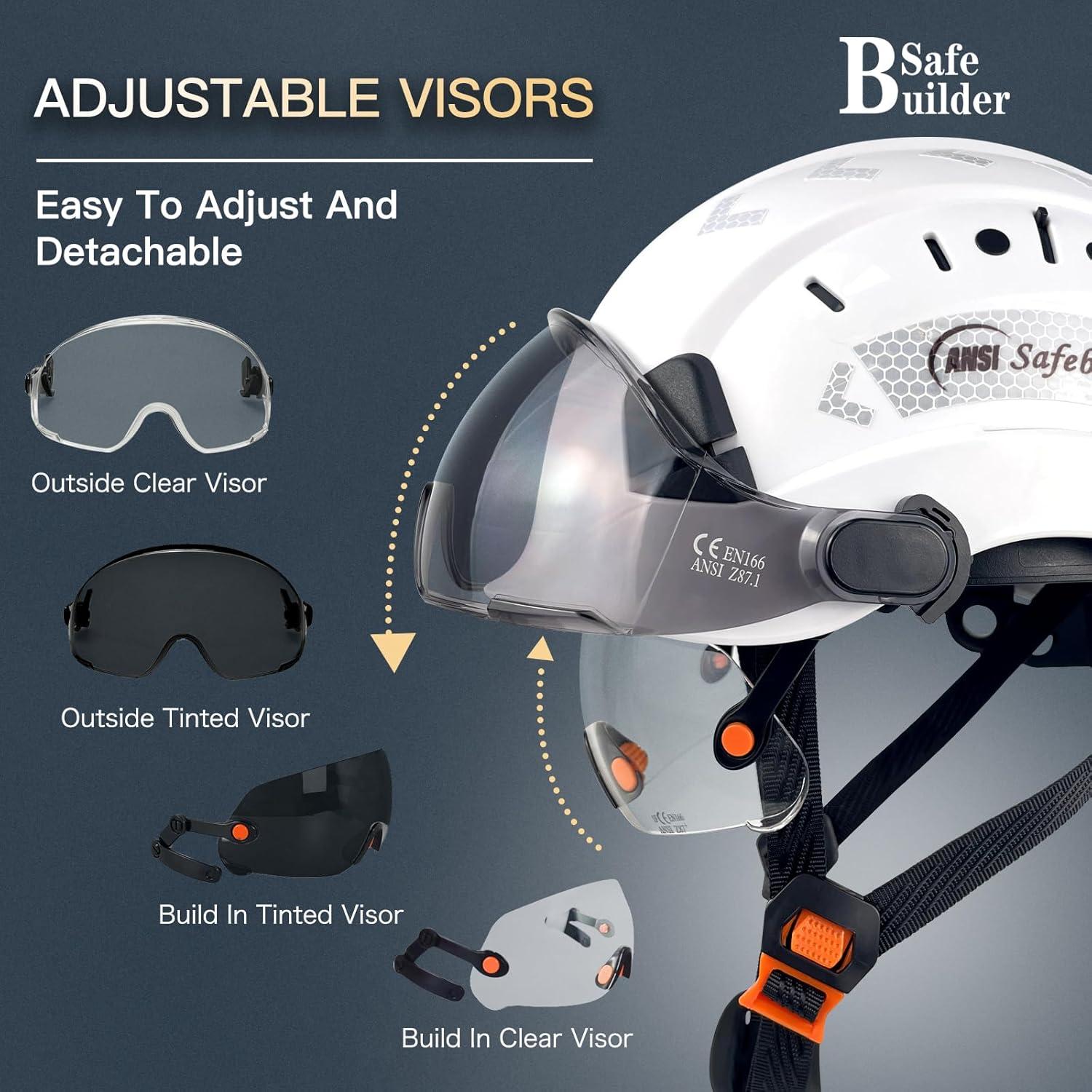 Casco de Seguridad SAFEBUILDER CR06 con 2 Visores y Ventilación