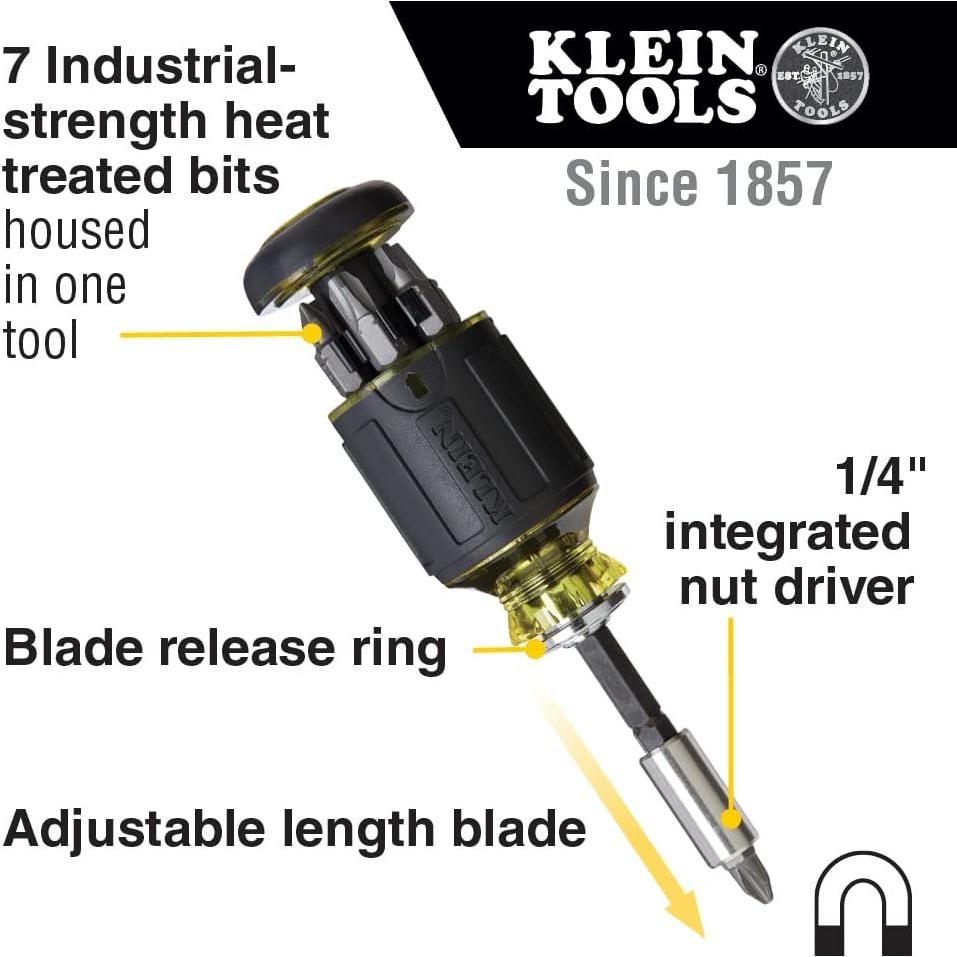 Destornillador Stubby Multi-bit Klein Tools 32308 8-en-1 Ajustable