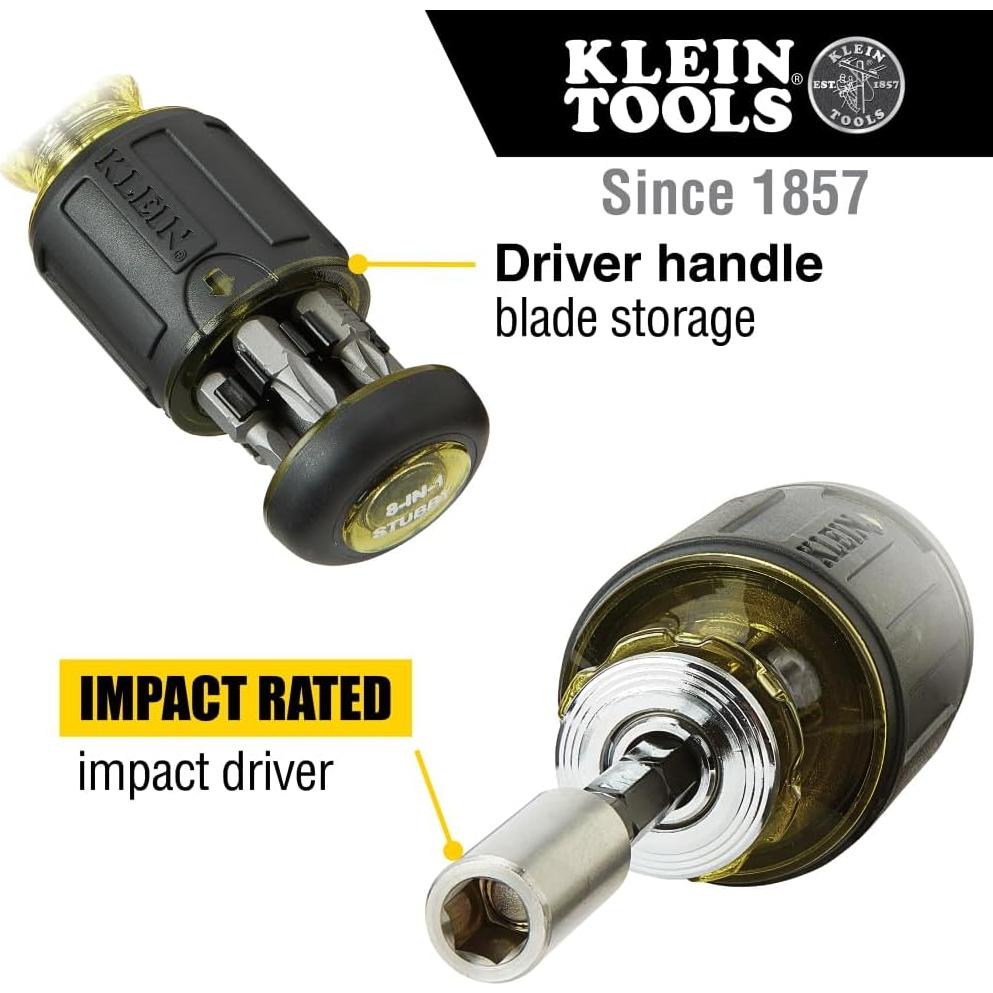 Destornillador Stubby Multi-bit Klein Tools 32308 8-en-1 Ajustable