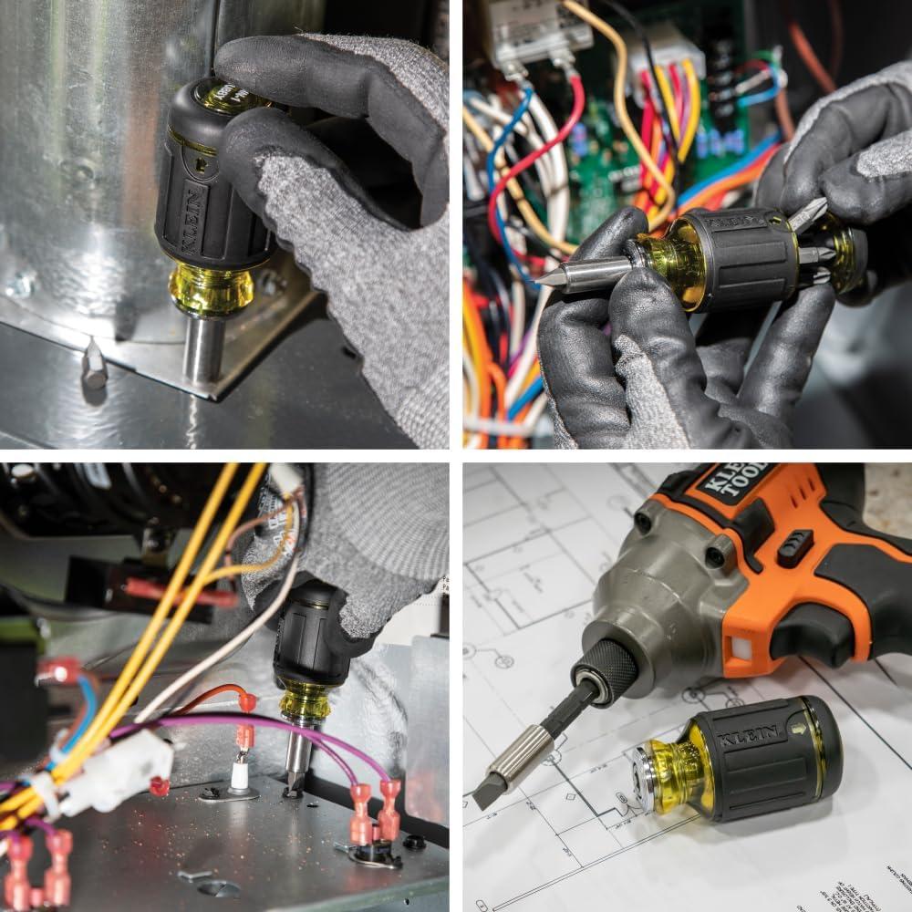 Destornillador Stubby Multi-bit Klein Tools 32308 8-en-1 Ajustable