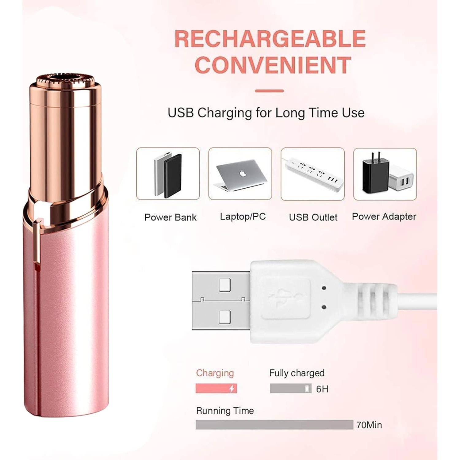 Removedor de Vello Facial Indoloro HongTian Oro Rosa USB