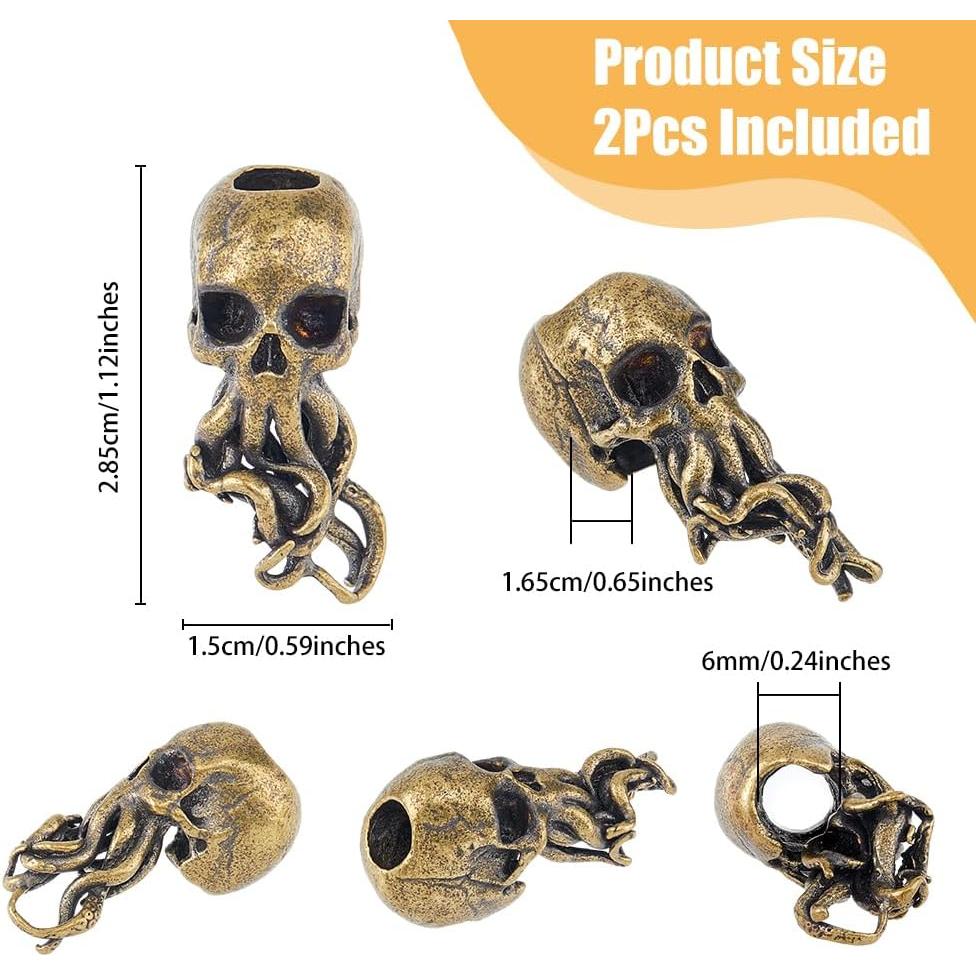 Perlas de Lanyard Calavera SUPERFINDINGS 2 Piezas Latón 28.5mm