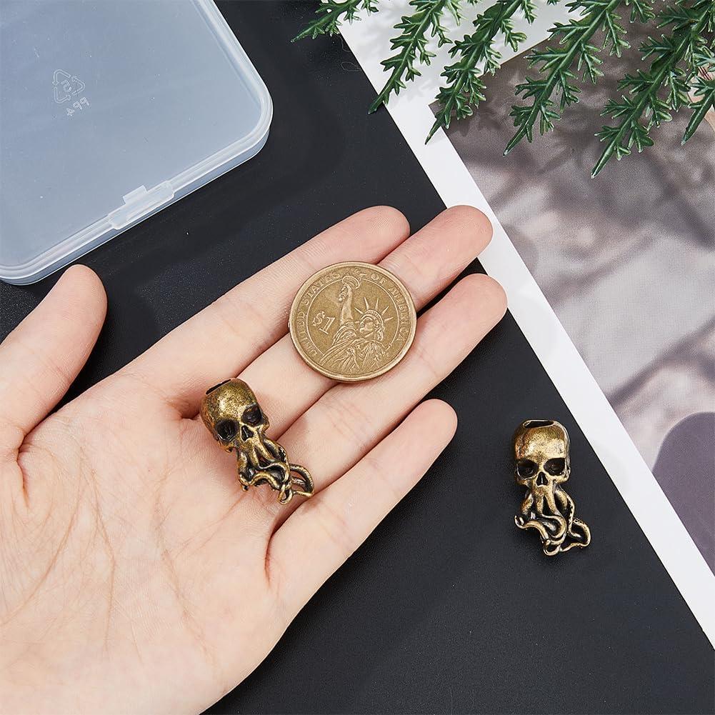 Perlas de Lanyard Calavera SUPERFINDINGS 2 Piezas Latón 28.5mm