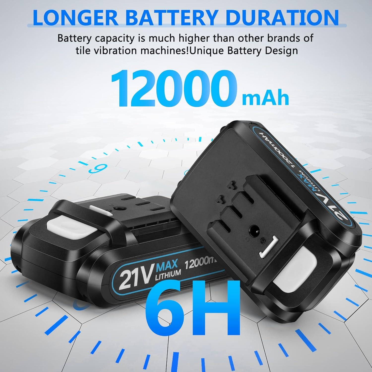 Máquina de Vibración de Azulejos Zautool 21V 12000mAh 18000 RPM