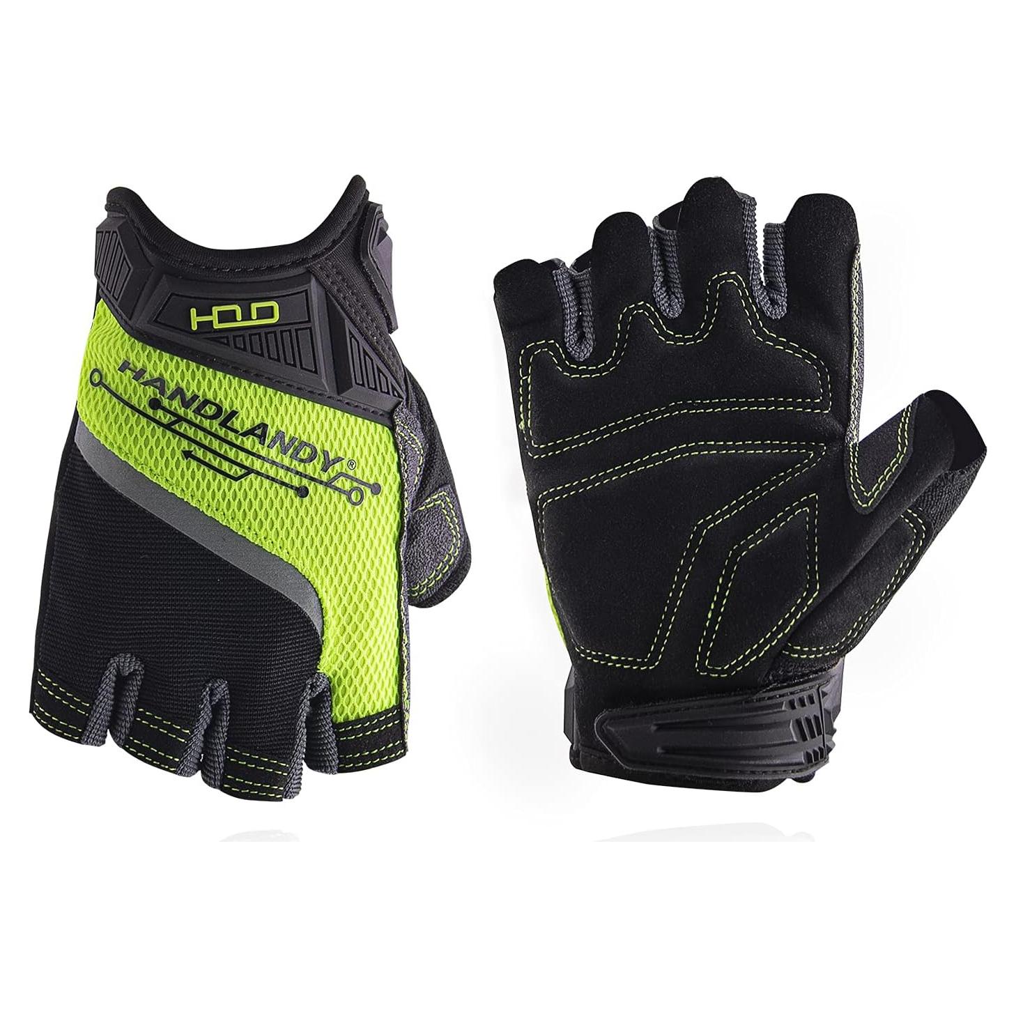 Guantes de Trabajo Sin Dedos HANDLANDY Verde Grande