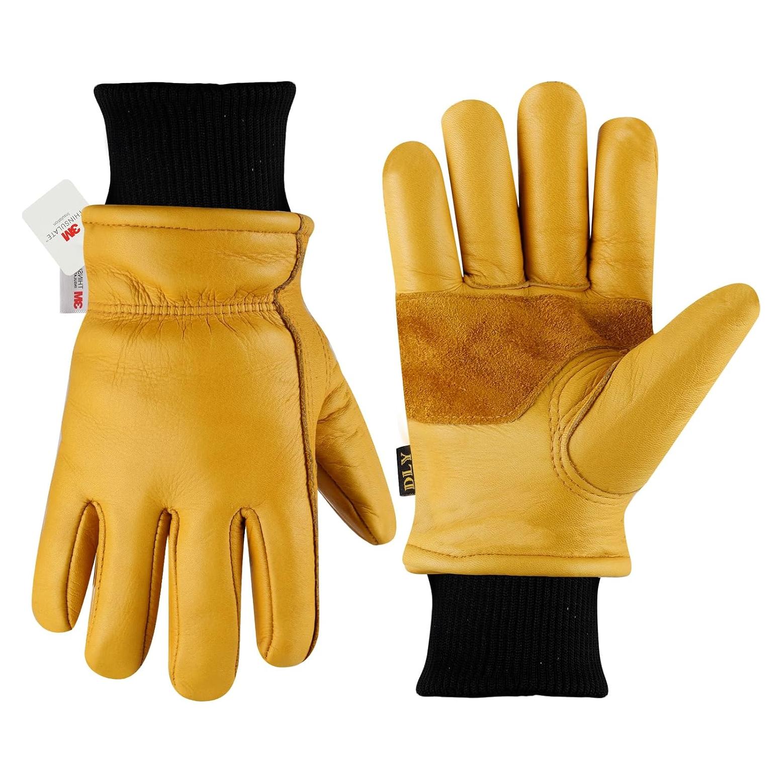 Guantes de trabajo DLY de cuero con aislamiento Thinsulate