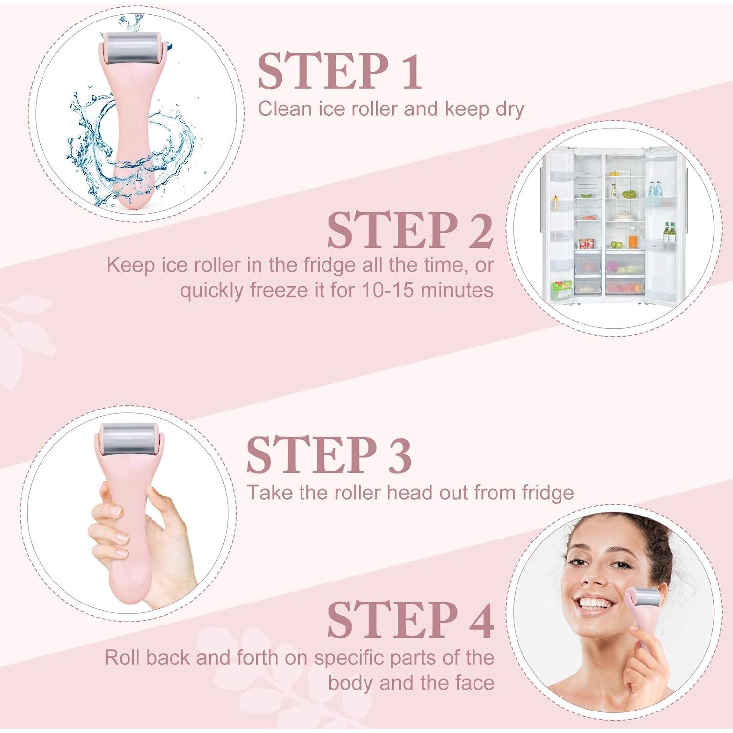 Rodillo de Hielo Facial MAANGE Rosa 2 Pcs - Alivio Ojeras