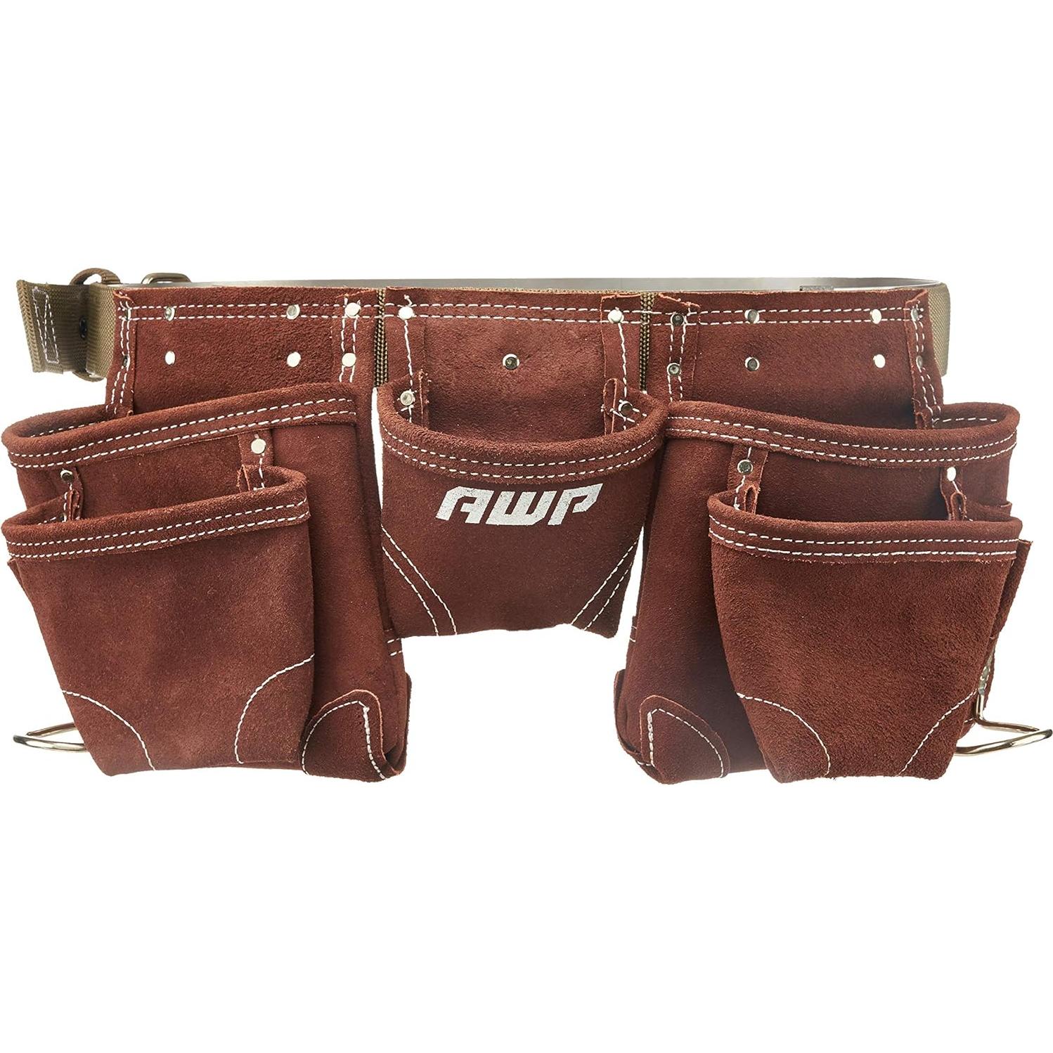 Delantal de Herramientas AWP Cuero Suede 11 Bolsillos Marrón