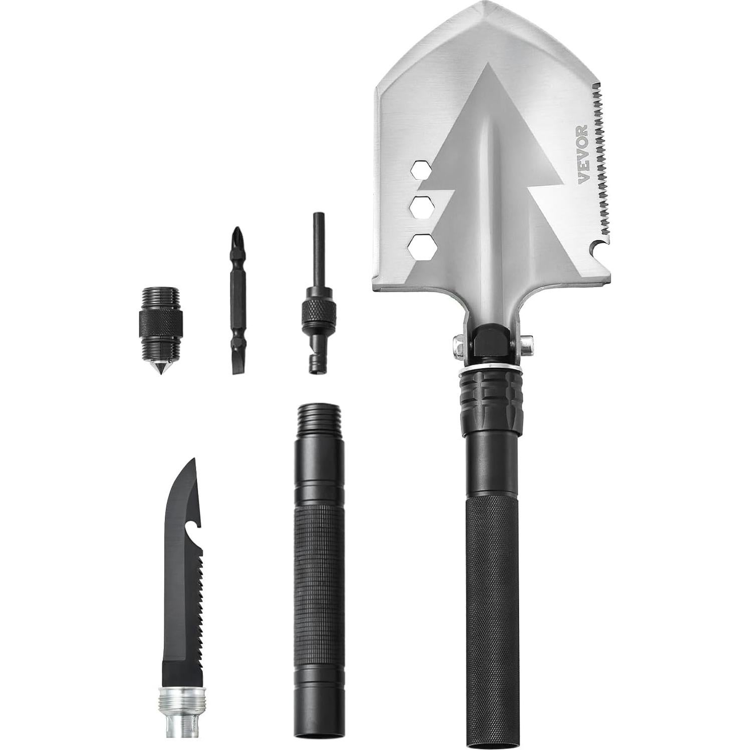 Pala de Supervivencia VEVOR 8 en 1 Plegable Acero Inoxidable