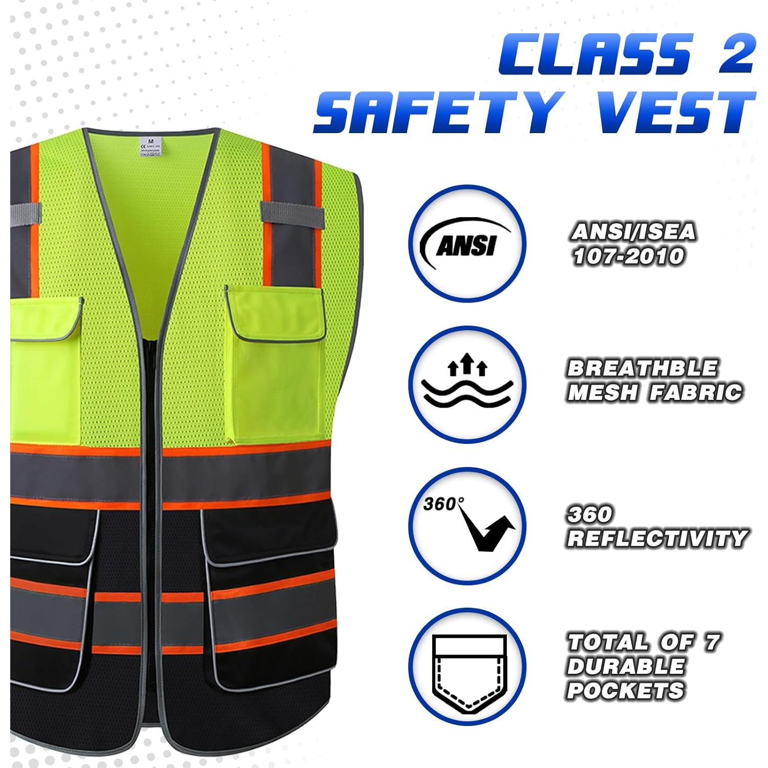 Chaleco de Seguridad LOHASWORK Reflectante Unisex con Bolsillos