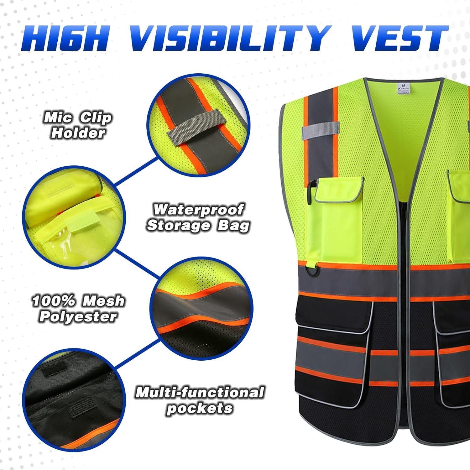 Chaleco de Seguridad LOHASWORK Reflectante Unisex con Bolsillos