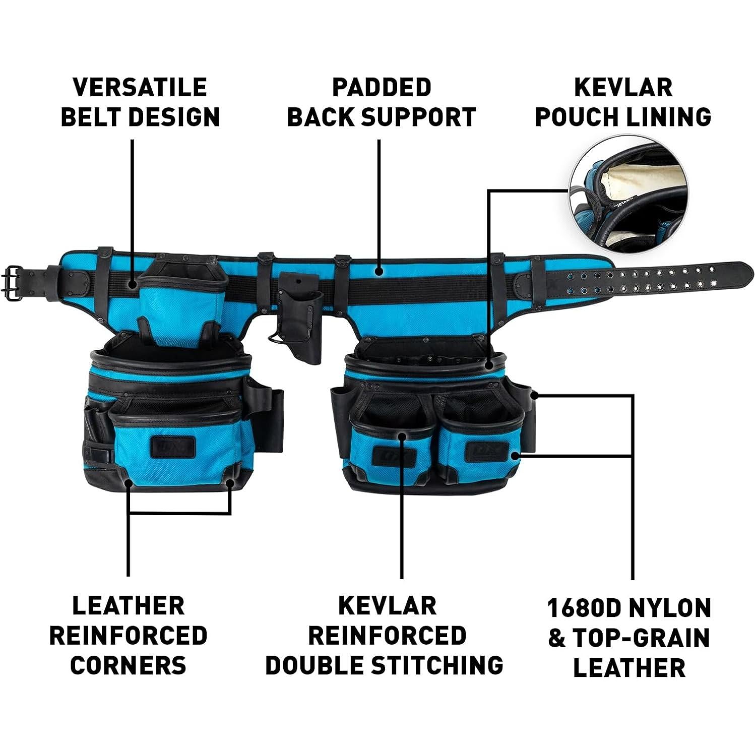 Cinturón de herramientas OX Tools con 6 bolsillos y acolchado