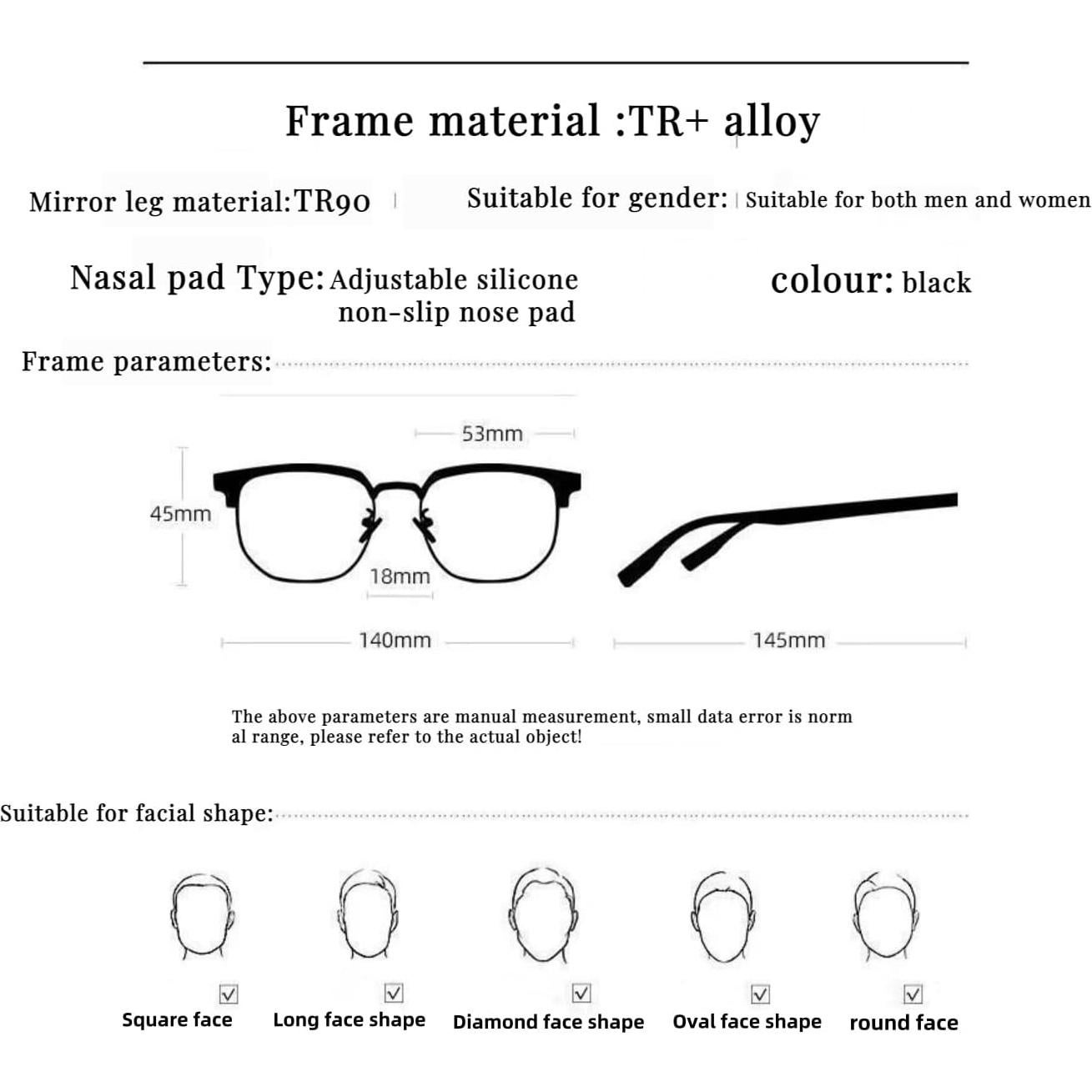 Gafas de Miopía Unisex -3.0 Dioptrías Montura Moderna