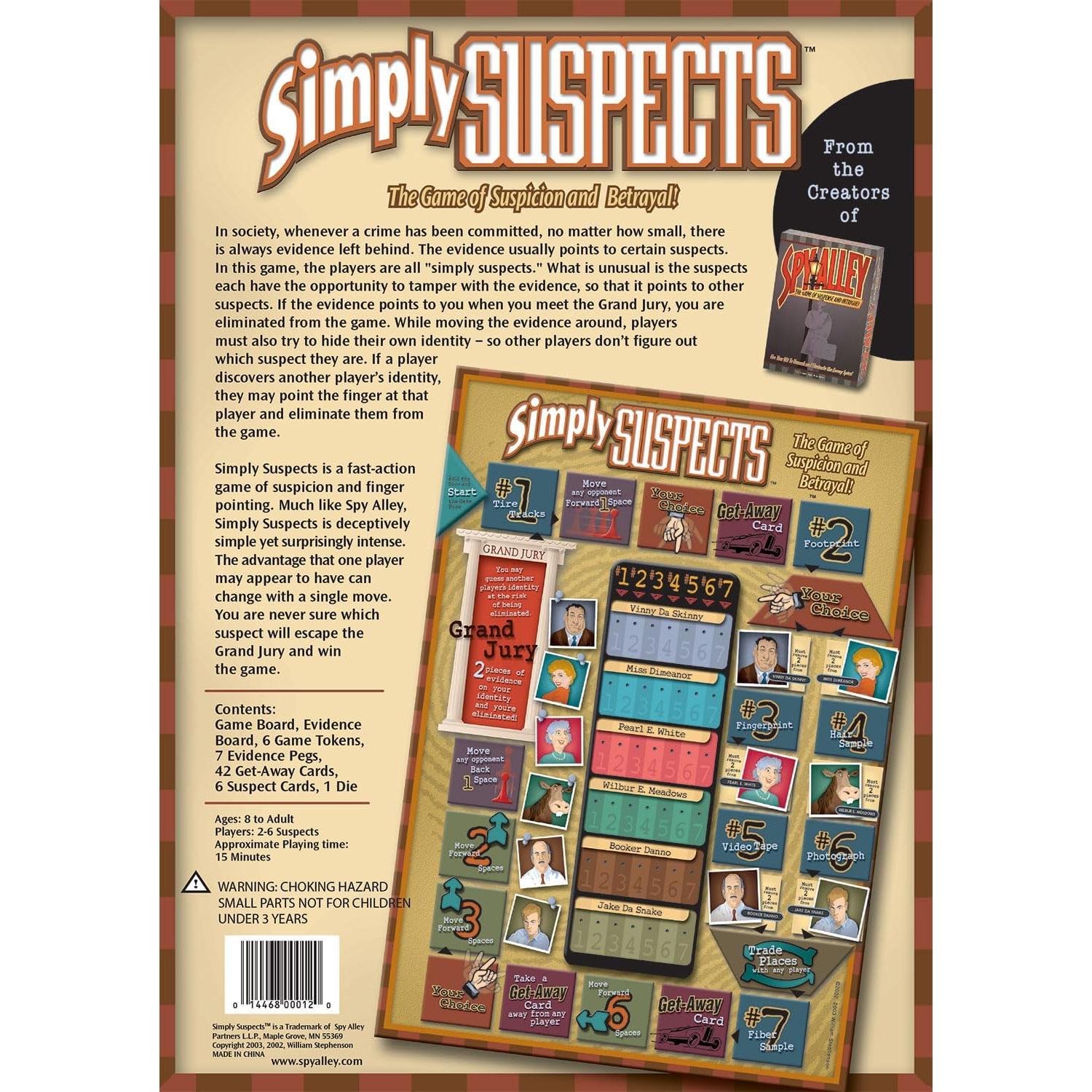 Juego de Mesa Simple Sospechosos Spy Alley - Estrategia 2-6 Jugadores
