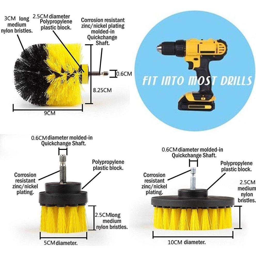 Kit de Cepillos de Limpieza para Baño Drillbrush - 3 Piezas