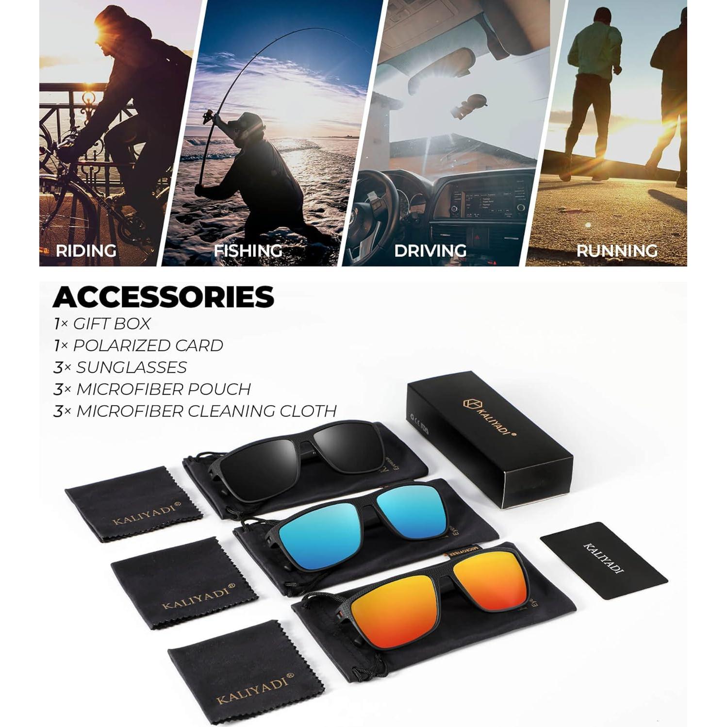 Gafas de sol KALIYADI polarizadas UV400 paquete de 3