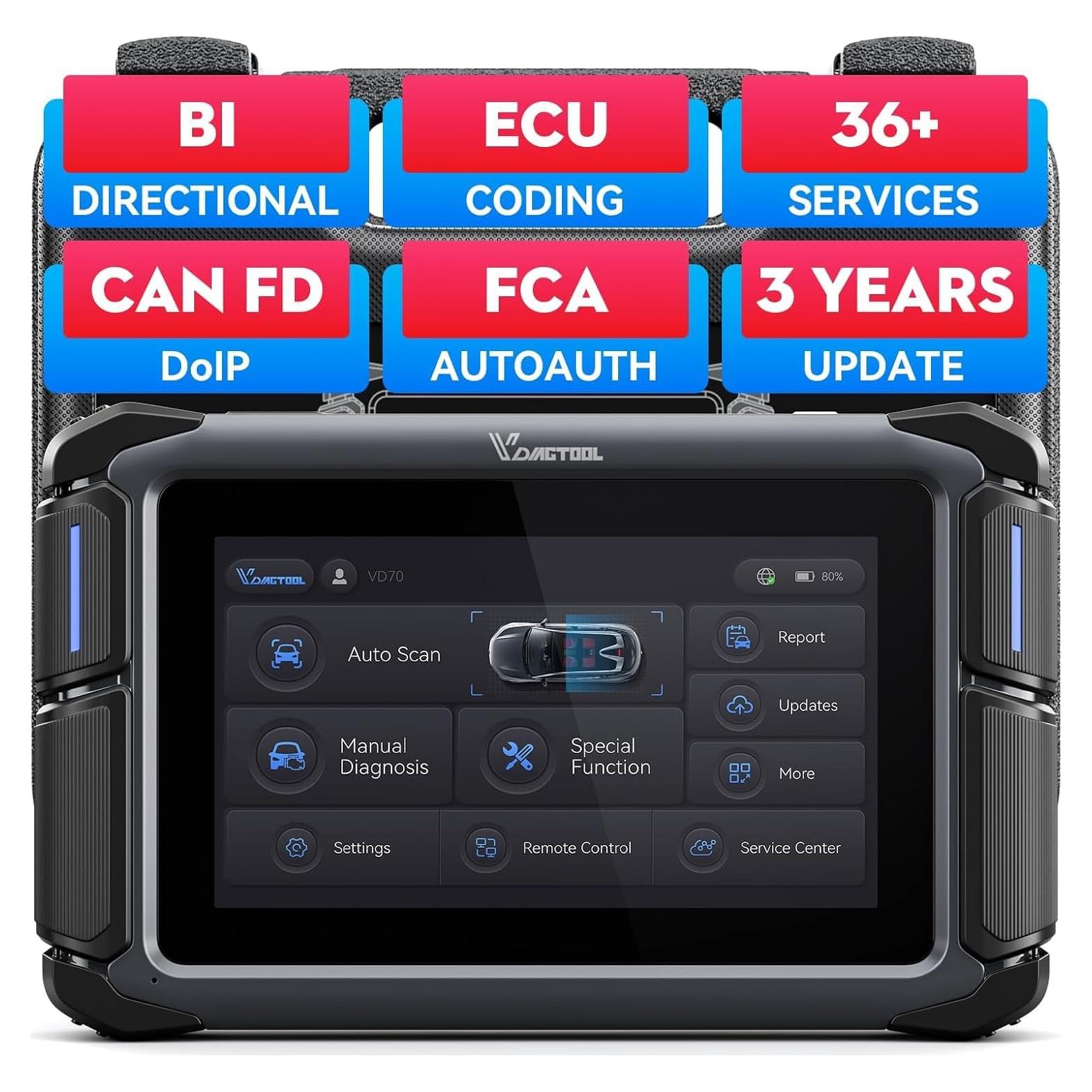 VDIAGTOOL VD70 Escáner OBD2 Bidireccional con 36+ Funciones