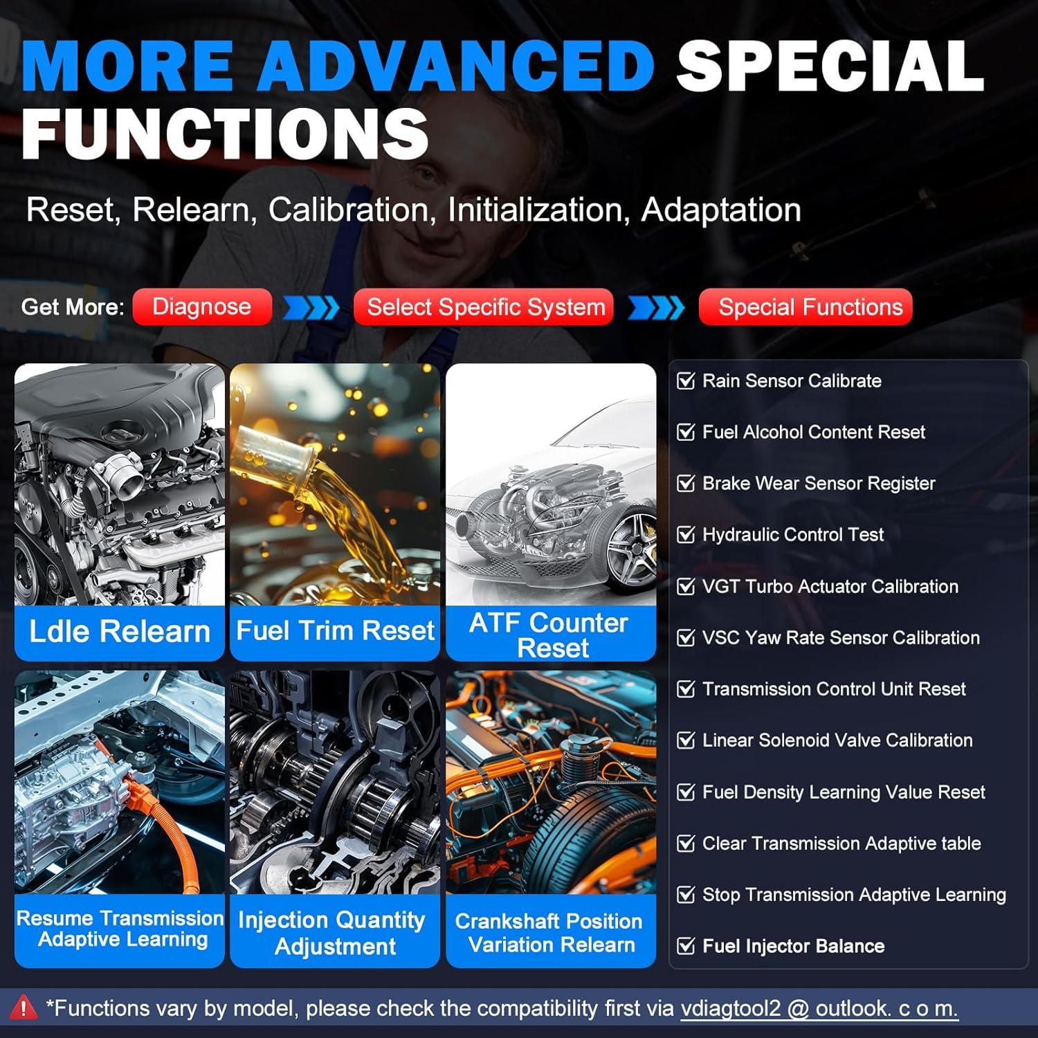 VDIAGTOOL VD70 Escáner OBD2 Bidireccional con 36+ Funciones