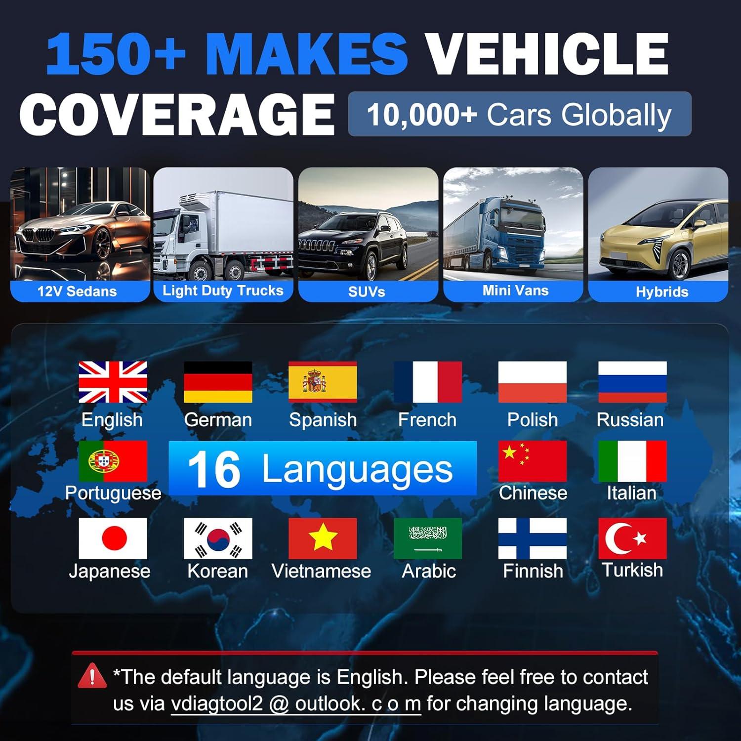 VDIAGTOOL VD70 Escáner OBD2 Bidireccional con 36+ Funciones