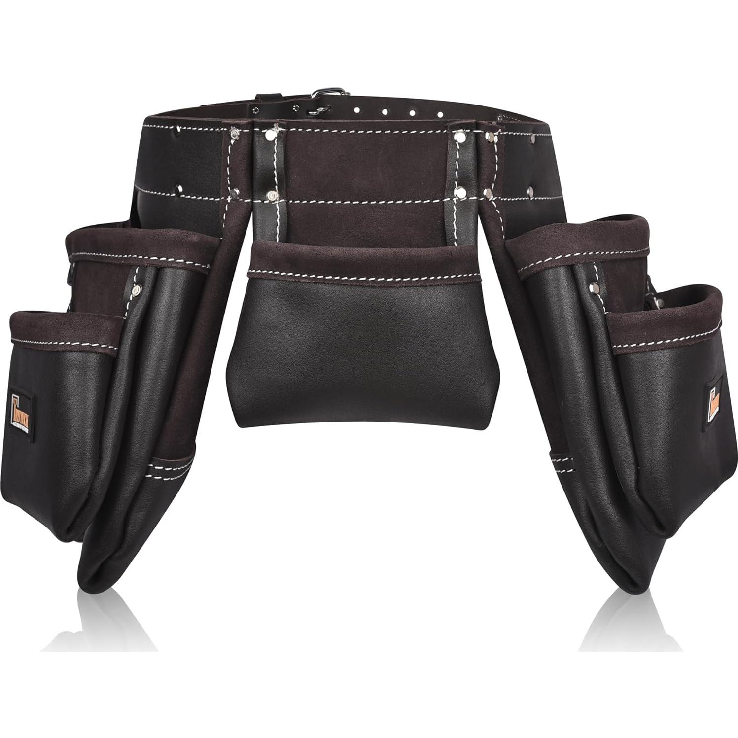 Cinturón de Herramientas de Cuero TRUTUCH 11 Bolsillos Chocolate