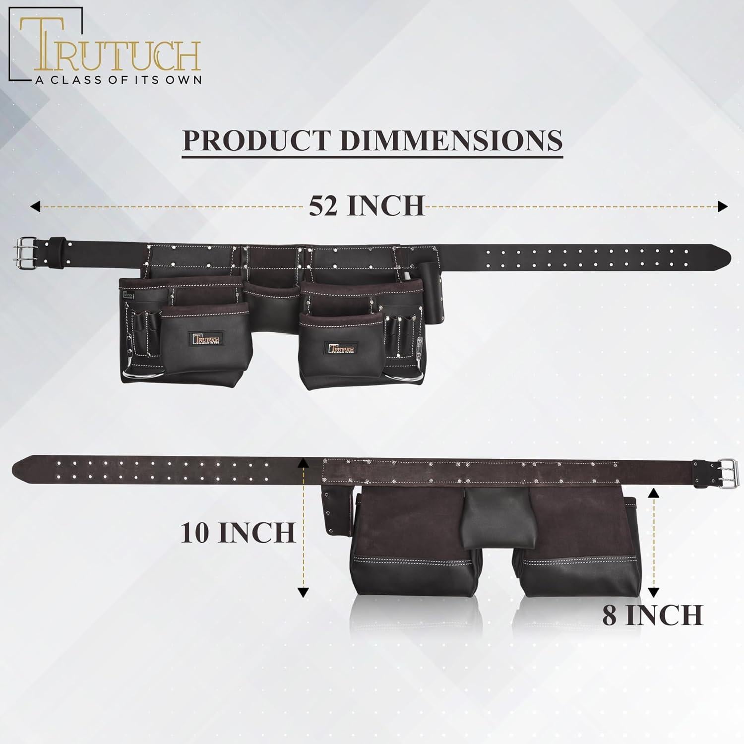 Cinturón de Herramientas de Cuero TRUTUCH 11 Bolsillos Chocolate