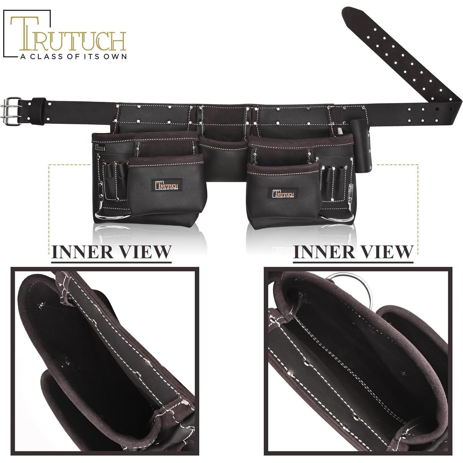 Cinturón de Herramientas de Cuero TRUTUCH 11 Bolsillos Chocolate