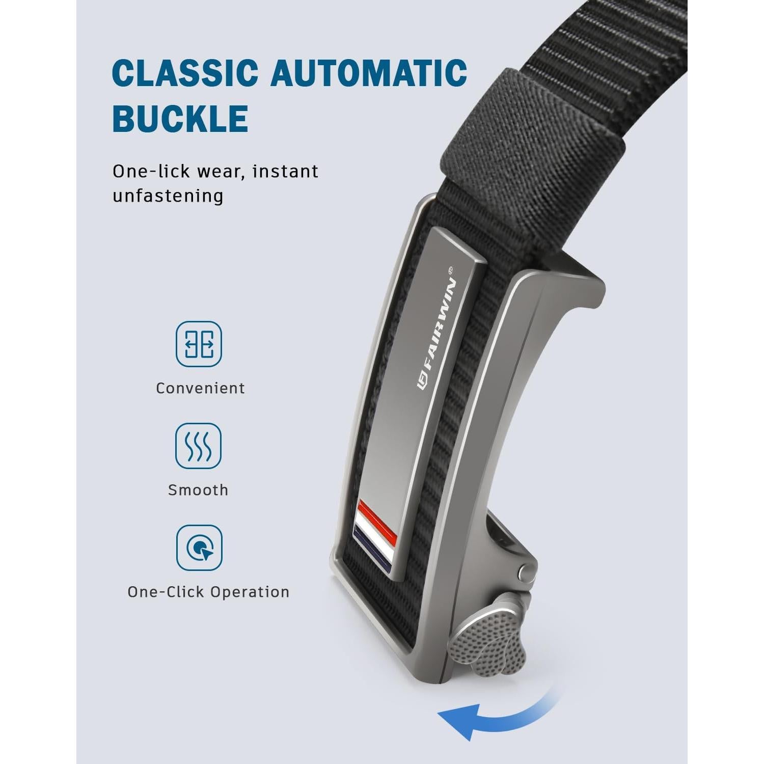 Cinturón de Golf FAIRWIN de Nylon Ajustable para Jeans Negro