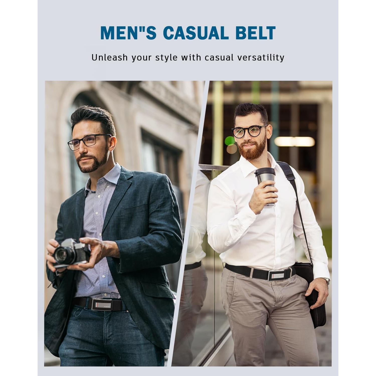 Cinturón de Golf FAIRWIN de Nylon Ajustable para Jeans Negro