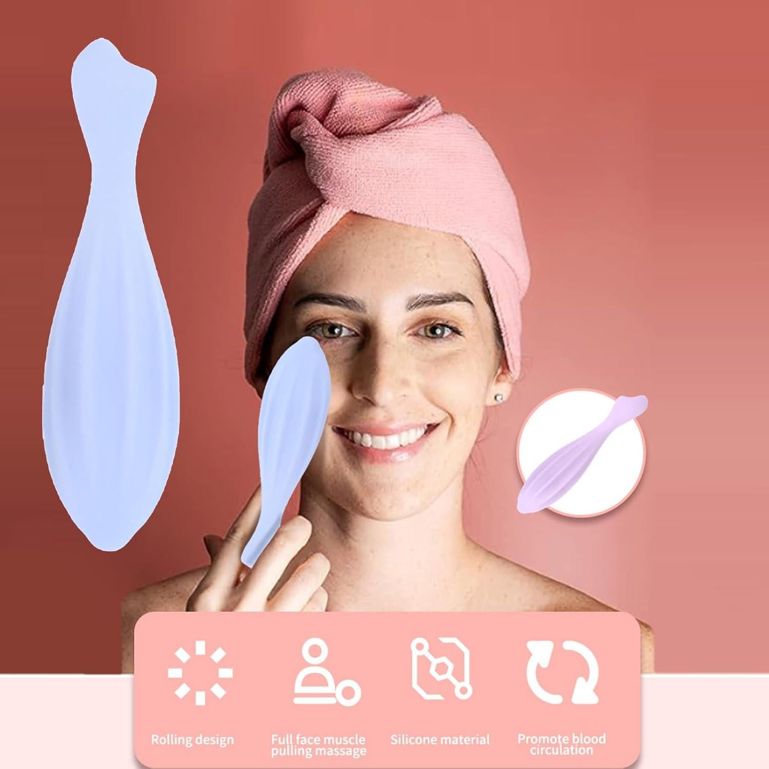 Rodillo Facial de Silicona URTERYSER Morado/Azul 17x3.7cm