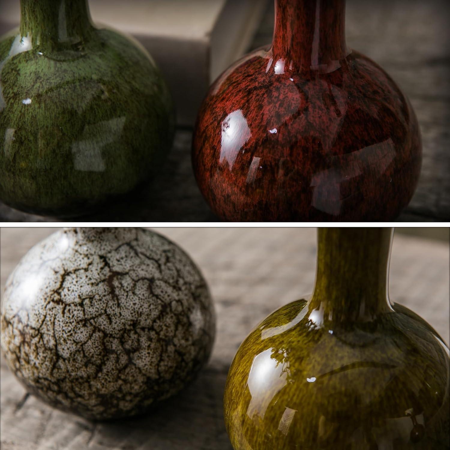 Juego de 4 Jarrones de Cerámica Esmaltados JOJUNO - 10.1cm