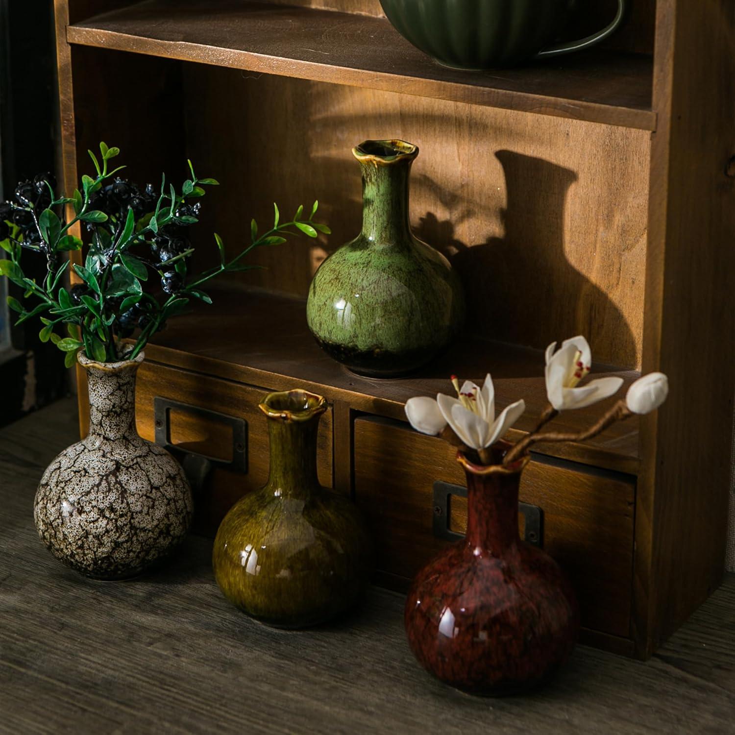 Juego de 4 Jarrones de Cerámica Esmaltados JOJUNO - 10.1cm